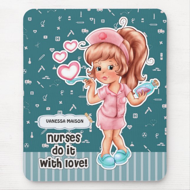 Nurses do it with Love Custom Nurses Gift Mouse Pad (Front)