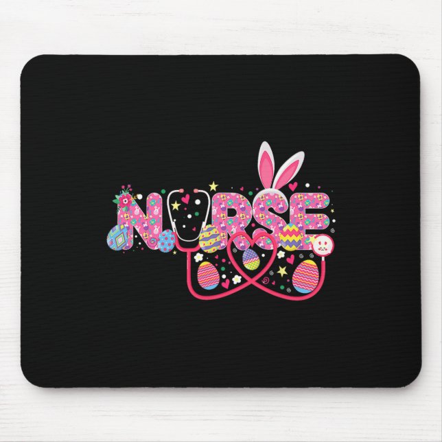 Nurses Easter Bunny Egg Stethoscope Nurse Happy Ea Mouse Pad (Front)