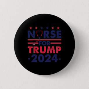 Nurses For Trump 2024 America Stars Flag Stripes T 6 Cm Round Badge