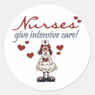 Nurses Give Intensive Care t-shirts and Gifts Classic Round Sticker