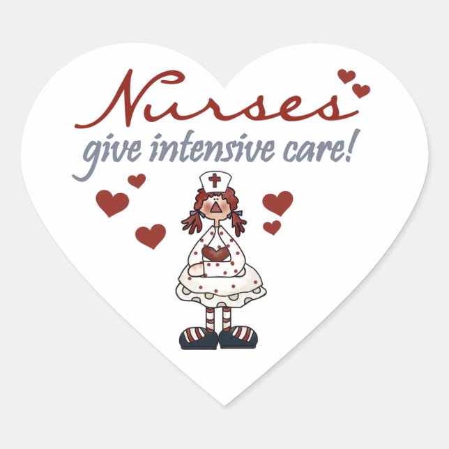 Nurses Give Intensive Care t-shirts and Gifts Heart Sticker (Front)