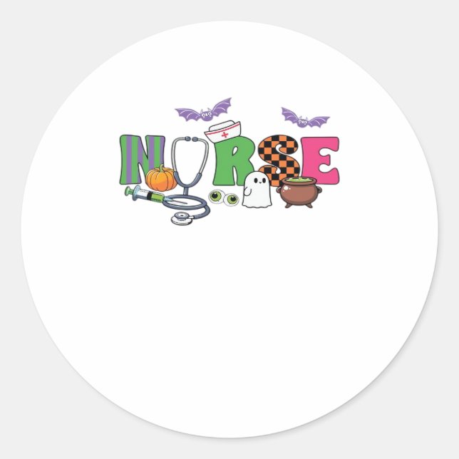 Nurses Halloween Classic T-Shirt Classic Round Sticker (Front)