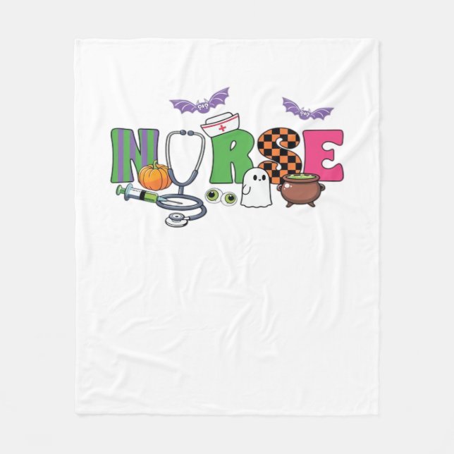 Nurses Halloween Classic T-Shirt Fleece Blanket (Front)