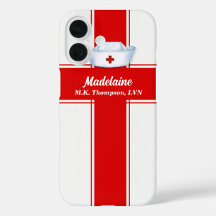 Nurses Hat in Red and White Custom iPhone 16 Case
