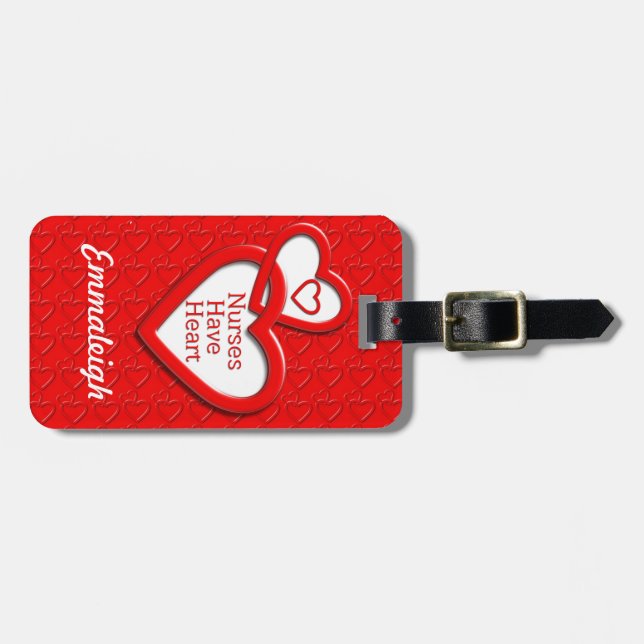 Nurses Have Heart Red Hearts Luggage Tag (Front Horizontal)