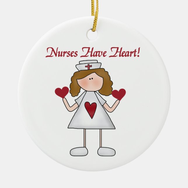 Nurses Have Heart T-shirts and Gifts Ceramic Tree Decoration (Front)