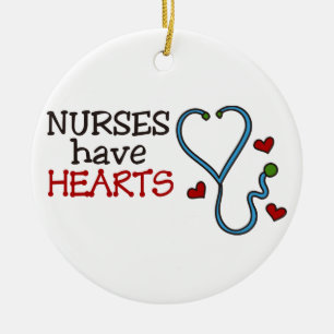 Nurses Have Hearts Ceramic Tree Decoration