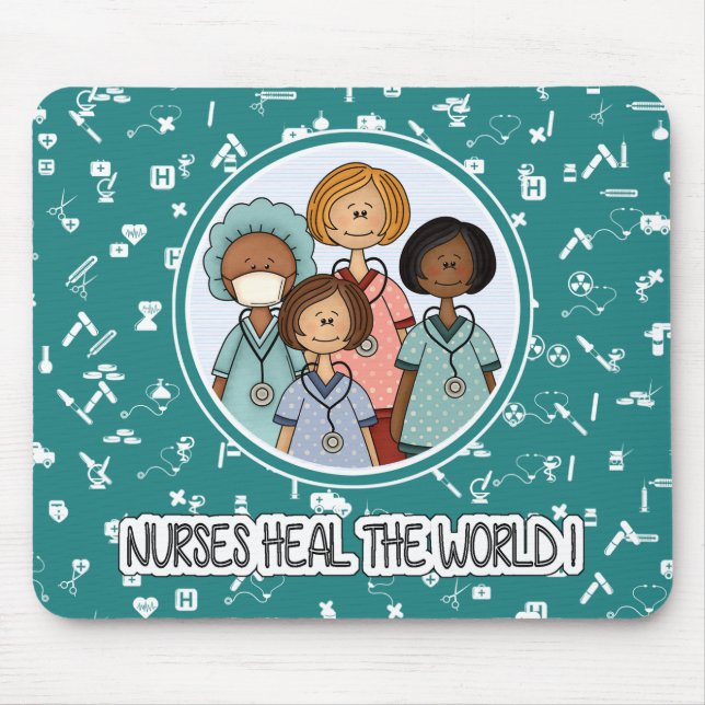 Nurses heal the World. Gift Mousepad (Front)