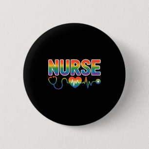 Nurse's Life Lgbt Heart Stethoscope Nurse Week 6 Cm Round Badge