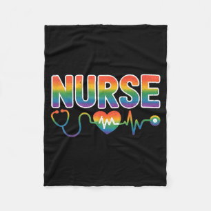 Nurse's Life Lgbt Heart Stethoscope Nurse Week  Fleece Blanket