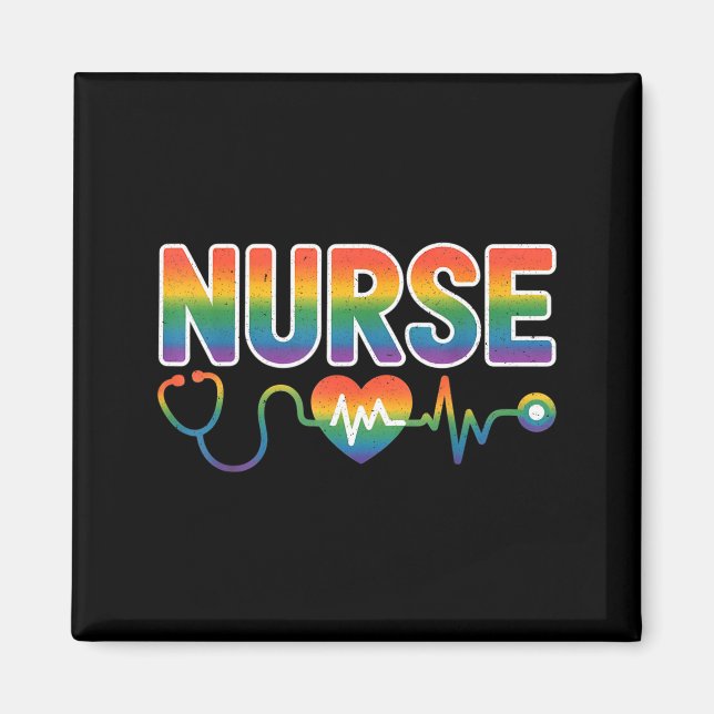 Nurse's Life Lgbt Heart Stethoscope Nurse Week  Magnet (Front)