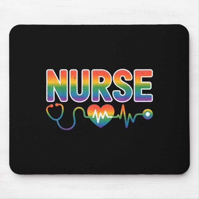 Nurse's Life Lgbt Heart Stethoscope Nurse Week  Mouse Pad (Front)
