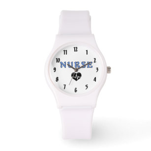 Nurses Love Hearts Round Clock Watch