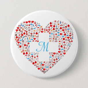 Nurse's medical heart collage pin