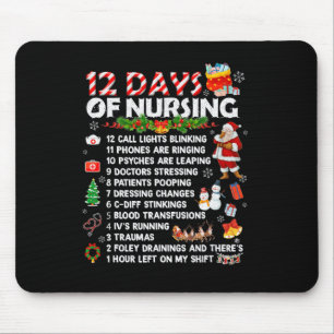 Nurses Merry Christmas Fun 12 Days Of Nursing Xmas Mouse Pad