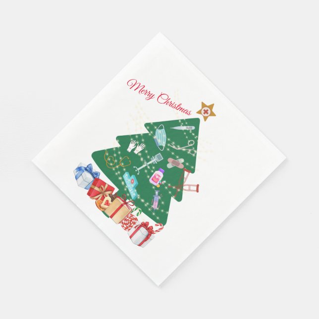 Nurses Merry Christmas Party Napkins (Corner)