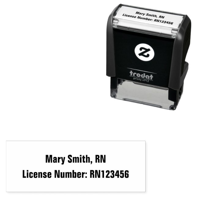Nurses Name and License Number Bold Text Template Self-inking Stamp (In Situ)