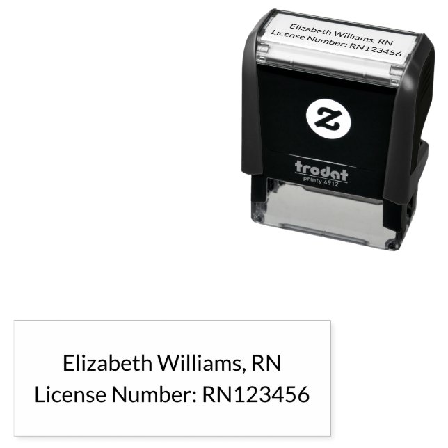 Nurses Name and License Number Text Template Self-inking Stamp (In Situ)