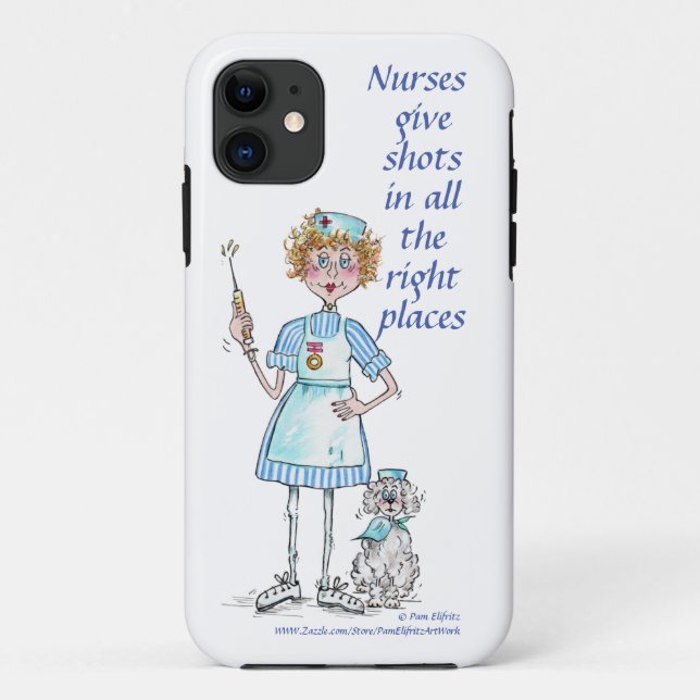 Nurses, needle and poodle giving vaccinations    Case-Mate iPhone case (Back)