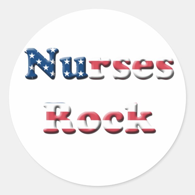 NURSES ROCK CLASSIC ROUND STICKER (Front)