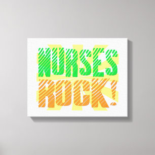 Nurses Rock, Orange and Green Fun Canvas Print