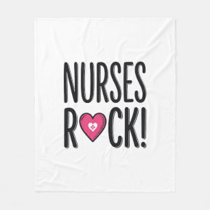 Nurses Rock Vintage Nurse Heart Vector Design_1 Fleece Blanket