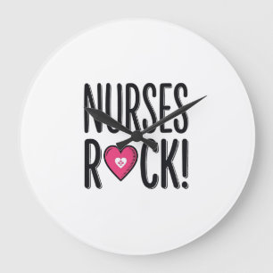 Nurses Rock Vintage Nurse Heart Vector Design_1 Large Clock