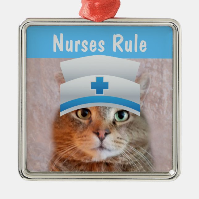 Nurses Rule Christmas Metal Tree Decoration (Front)