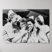 Nurses Smoking Vintage Photograph 7x5in