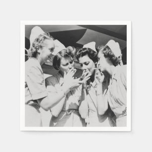Nurses Smoking Vintage Photograph  Napkin