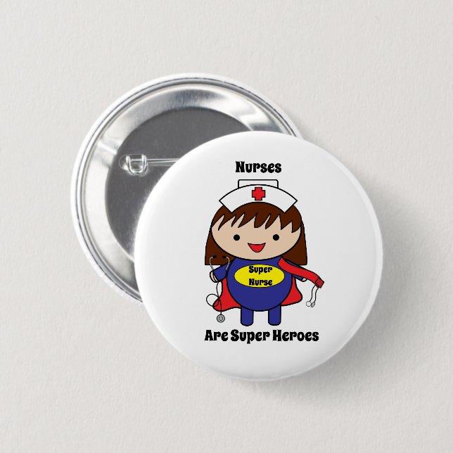 Nurses Super Heroes Cute Personalize 6 Cm Round Badge (Front & Back)