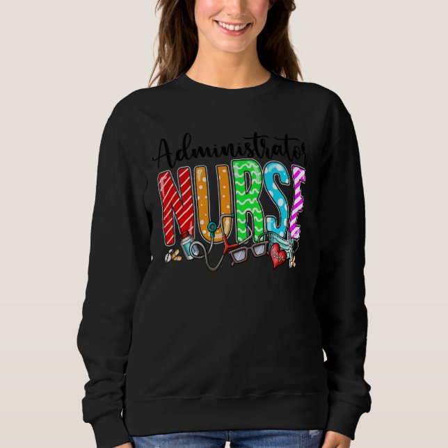Nursing Administrator Plaid Red Love Heart Stethos Sweatshirt (Front)