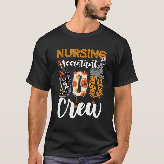 Nursing Assistant Boo Crew Ghost Fun CNA Halloween T-Shirt (Front)