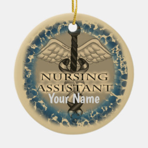 Nursing Assistant Caduceus  Ceramic Tree Decoration
