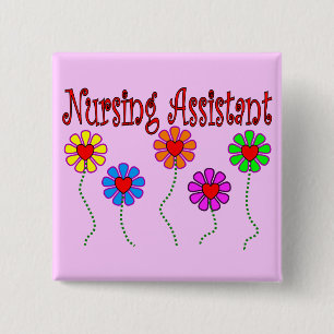Nursing Assistant Gifts--Floral Design 15 Cm Square Badge