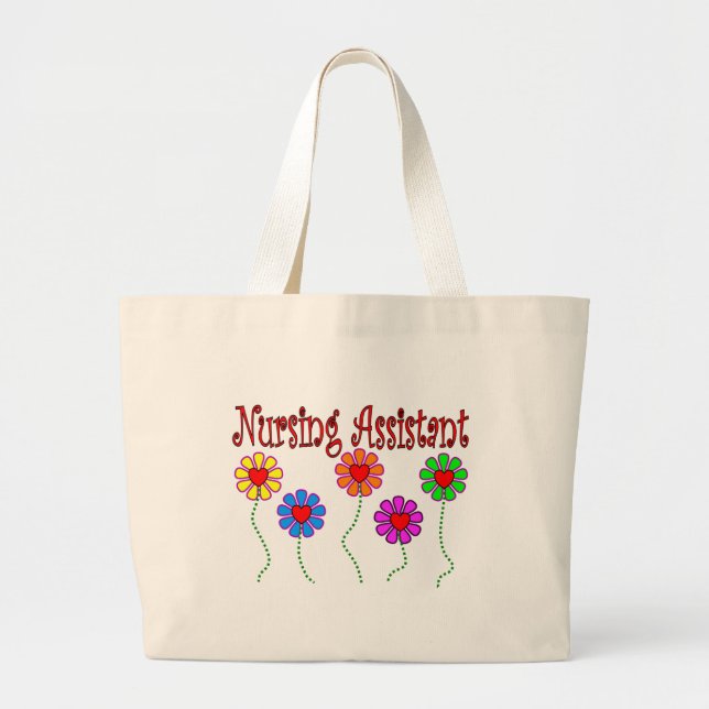Nursing Assistant Gifts--Floral Design Large Tote Bag (Front)