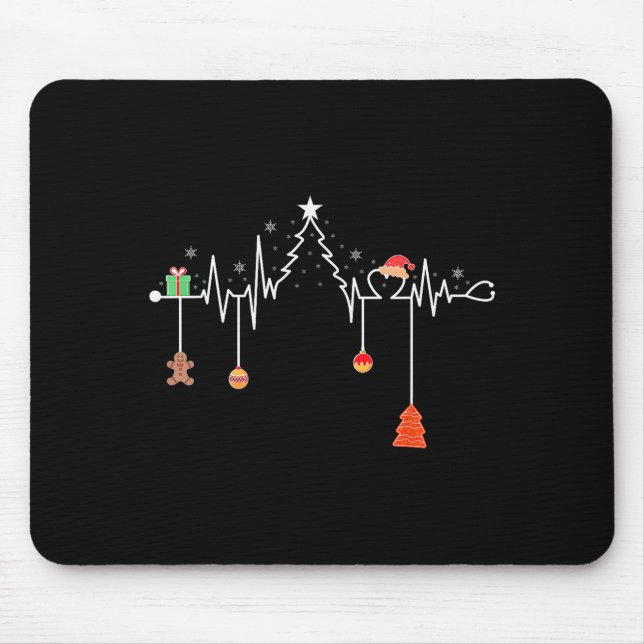 Nursing Christmas Shirt Christmas Tree Heartbeat F Mouse Pad (Front)