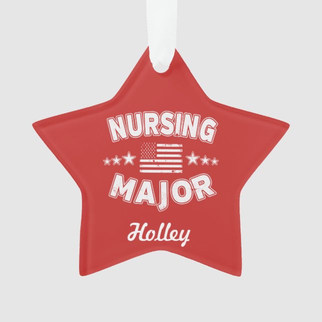 Nursing College Major Patriotic American Flag Ornament (Front)