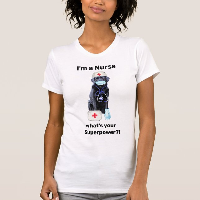 Nursing Cute Dog Medical Professional Super Nurse T-Shirt (Front)