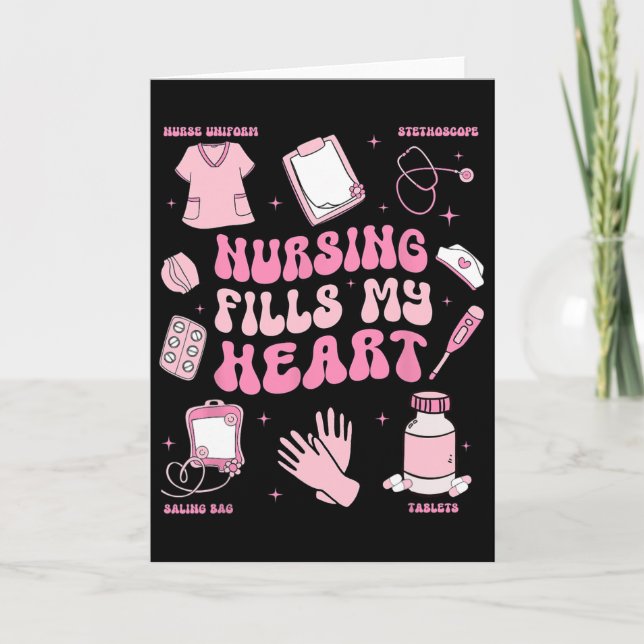 Nursing Fills My Heart Valentine  Card (Front)