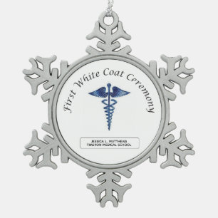 Nursing First White Coat Ceremony Snowflake Pewter Christmas Ornament