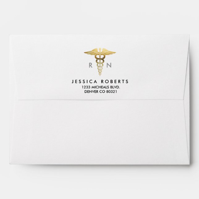 Nursing Goil Foil Symbol | Custom Address Envelopes (Back (Top Flap))