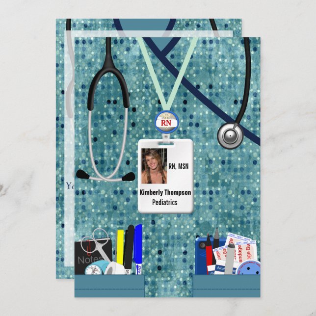 Nursing Graduation Invitation Blues (Front/Back)