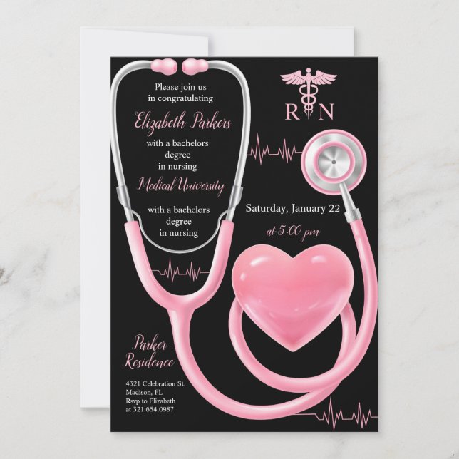 Nursing Graduation Party Licensed Vocational Invitation (Front)