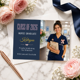 Nursing Graduation Photo Announcement Card