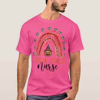 Nursing Halloween Pumpkin Rainbow Mental Health Nu T-Shirt