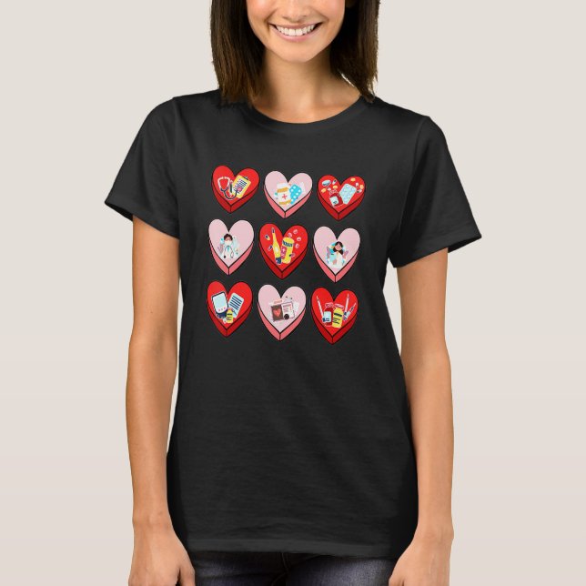 Nursing Heart Cute Valentine Day Group Matching T-Shirt (Front)