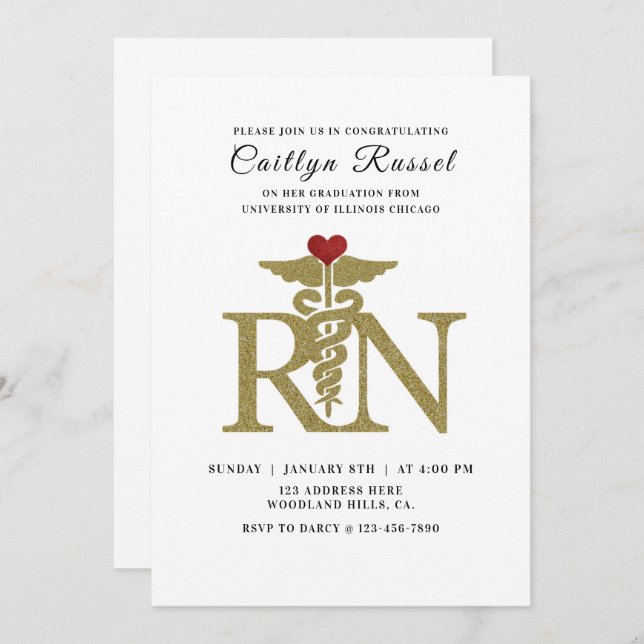 Nursing invite, nurse graduate, Graduation Invitat Invitation (Front/Back)