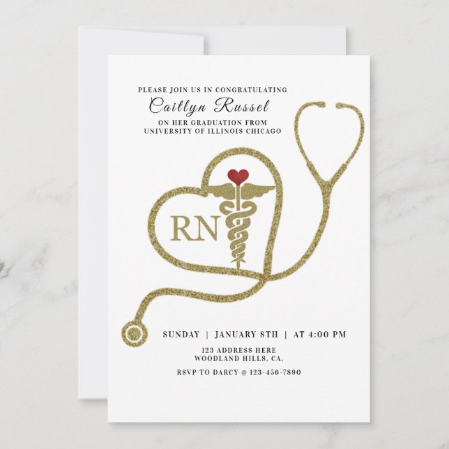 Nursing invite, nurse graduate, Graduation Invitation (Front)