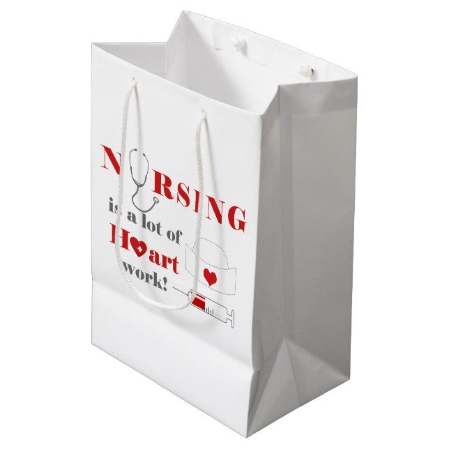 Nursing is a lot of heartwork medium gift bag (Front Angled)